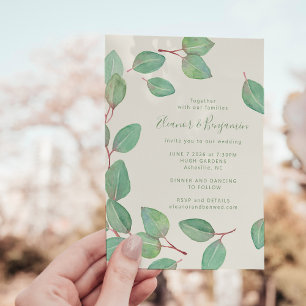 Stijlvol Eucalyptus Greenery Script Weddenschap Kaart