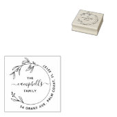 Stijlvol familie retouradres botanisch handgeteken rubberstempel (Gestempeld)