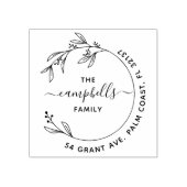 Stijlvol familie retouradres botanisch handgeteken rubberstempel (Afrduk)