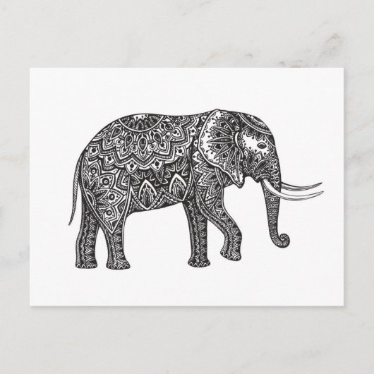 Stijlvol Fantasy Elephant Doodle Briefkaart (Voorkant)