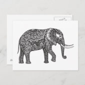 Stijlvol Fantasy Elephant Doodle Briefkaart (Voorkant / Achterkant)