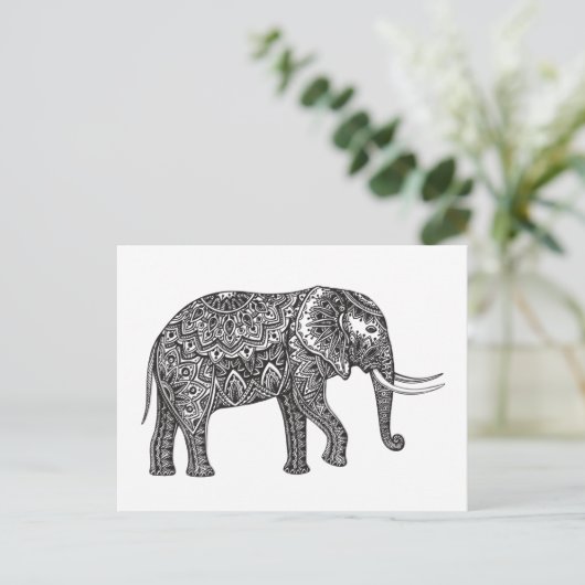 Stijlvol Fantasy Elephant Doodle Briefkaart (Staand voorkant)