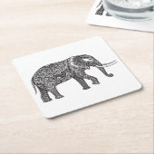 Stijlvol Fantasy Elephant Doodle Kartonnen Onderzetters (Schuin)