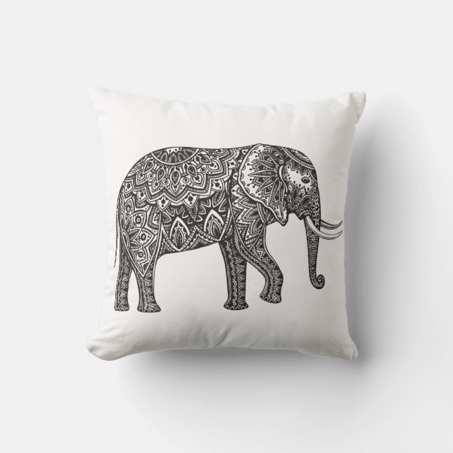 Stijlvol Fantasy Elephant Doodle Kussen (Voorkant)
