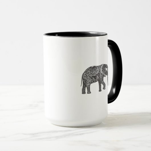 Stijlvol Fantasy Elephant Doodle Mok (Voorkant rechts)