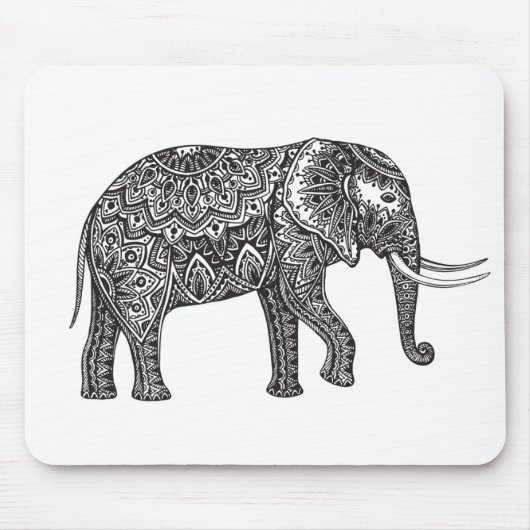 Stijlvol Fantasy Elephant Doodle Muismat (Voorkant)