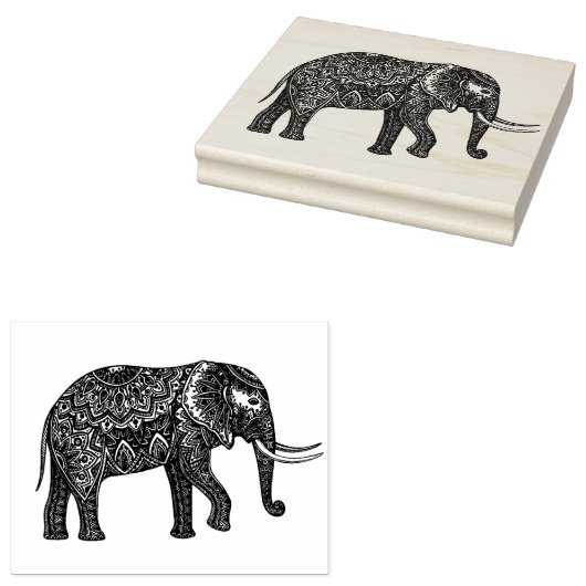 Stijlvol Fantasy Elephant Doodle Rubberstempel (Gestempeld)