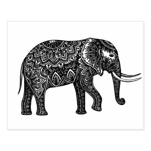 Stijlvol Fantasy Elephant Doodle Rubberstempel (Afrduk)