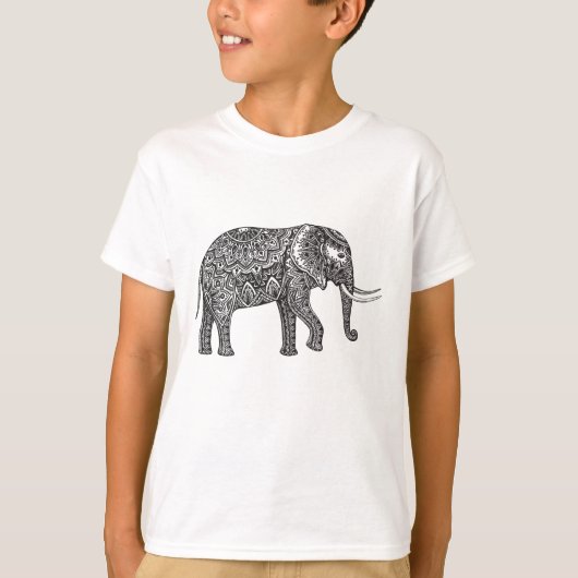 Stijlvol Fantasy Elephant Doodle T-shirt (Voorkant)