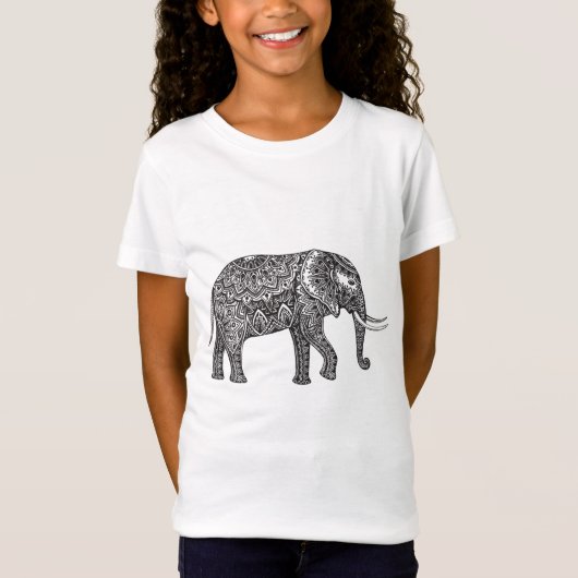 Stijlvol Fantasy Elephant Doodle T-shirt (Voorkant)