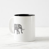 Stijlvol Fantasy Elephant Doodle Tweekleurige Koffiemok (Voorkant links)