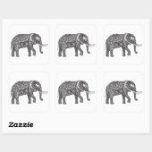 Stijlvol Fantasy Elephant Doodle Vierkante Sticker (Vel)