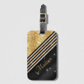 Stijlvol faux Crystal Gold en zwart, op maat gemaa Bagagelabel (Voorkant (verticaal))