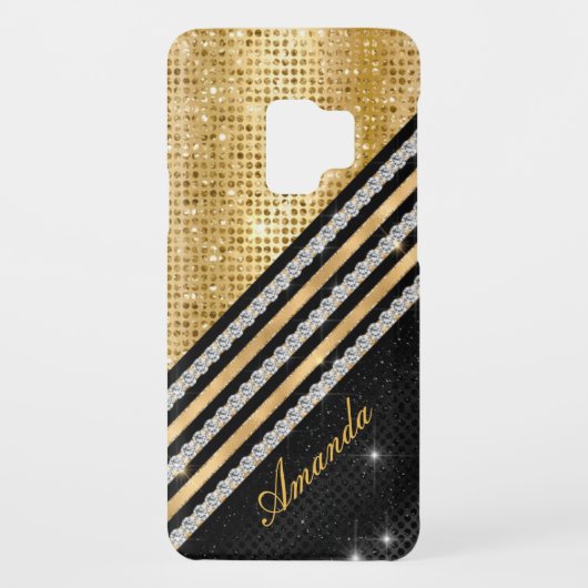 Stijlvol faux Crystal Gold en zwart, op maat gemaa Case-Mate Samsung Galaxy Hoesje (Achterkant)