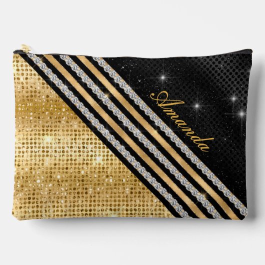 Stijlvol faux Crystal Gold en zwart, op maat gemaa Etui (Voorkant)
