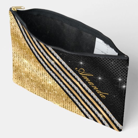 Stijlvol faux Crystal Gold en zwart, op maat gemaa Etui (Open)