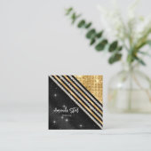 Stijlvol faux Crystal Gold en zwart, speciaal gepe Vierkante Visitekaartje (Staand voorkant)