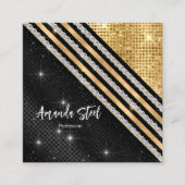 Stijlvol faux Crystal Gold en zwart, speciaal gepe Vierkante Visitekaartje (Voorkant)