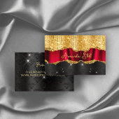 Stijlvol faux Glitter Red Gold Black monogram Busi Visitekaartje