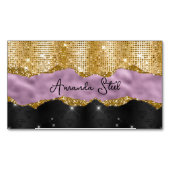 Stijlvol faux Glitter Violet Gold zwart monogram B Magnetisch Visitekaartje (Voorkant)