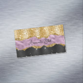 Stijlvol faux Glitter Violet Gold zwart monogram B Magnetisch Visitekaartje (Voorbeeld)