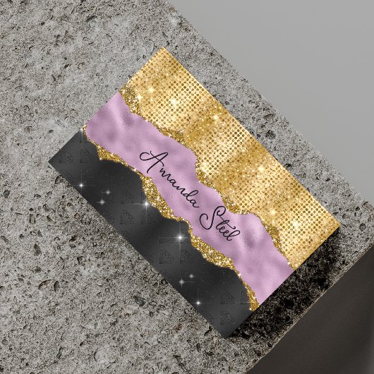 Stijlvol faux Glitter Violet Gold zwart monogram B Magnetisch Visitekaartje