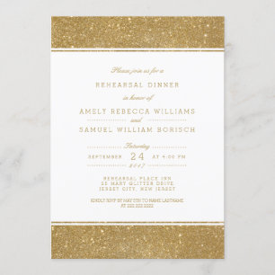 Stijlvol Faux Gold Glitter Rehearsal Dinner Invite Kaart
