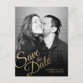 Stijlvol Faux Gold Save the Date Photo Briefkaart (Voorkant)
