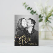 Stijlvol Faux Gold Save the Date Photo Briefkaart (Staand voorkant)