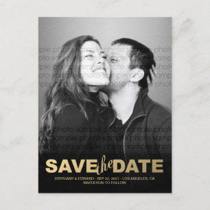 Stijlvol Faux Gold Save the Date Photo Briefkaart