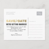 Stijlvol Faux Gold Save the Date Photo Briefkaart (Achterkant)