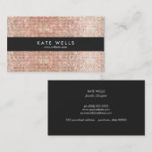 Stijlvol Faux Roos Gold Sequin Black Striped Visitekaartje (Voorkant / Achterkant)