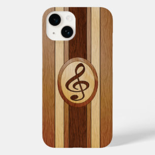 Stijlvol Faux Wood Treble Clef Inlay Case-Mate iPhone Case