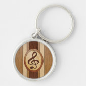 Stijlvol Faux Wood Treble Clef Inlay Sleutelhanger (Voorkant)
