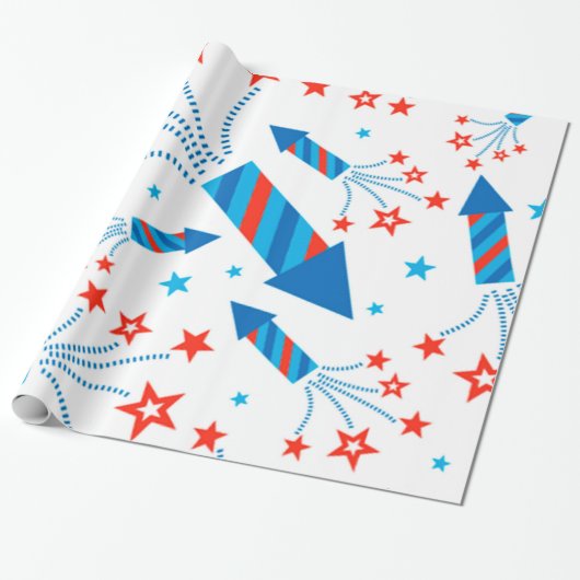 Stijlvol Fireworks Freedom Pattern Cadeaupapier (Uitgerold)