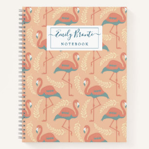 Stijlvol Flamingo Art Deco geïnspireerd patroon Notitieboek