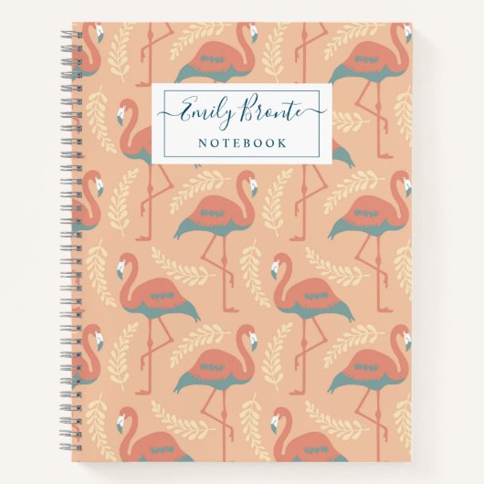 Stijlvol Flamingo Art Deco geïnspireerd patroon Notitieboek (Voorkant)