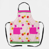 Stijlvol floraal roze schort met faux pockets (Voorkant)