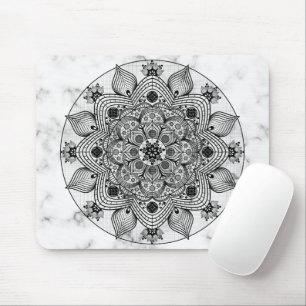 Stijlvol Floral Black en White Mandala Muismat