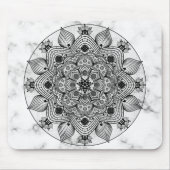 Stijlvol Floral Black en White Mandala Muismat (Voorkant)