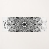 Stijlvol Floral Black en White Mandala Namaste Yogamat (Voorkant (horizontaal))
