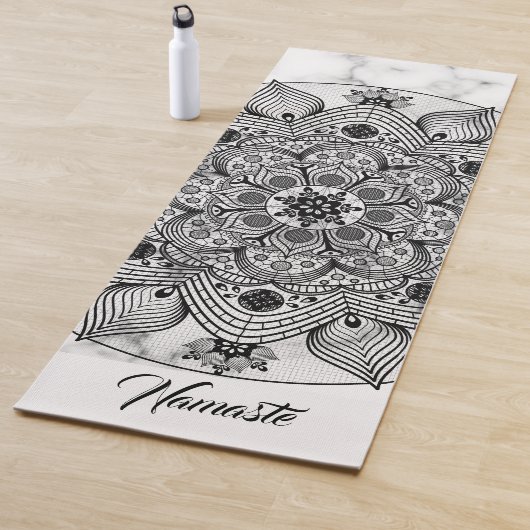 Stijlvol Floral Black en White Mandala Namaste Yogamat (In situ)