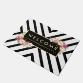 Stijlvol  Floral Black White Pattern Deurmat (Schuin)