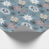 Stijlvol Floral Blue White Rose Flowers Pattern Cadeaupapier (Hoek)