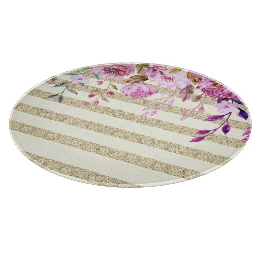 Stijlvol Floral Gold Striped Snijplank (Hoek)