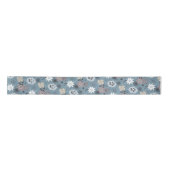 Stijlvol Floral Illustration Blue en Roos Pattern Satijnen Lint (Voorkant)