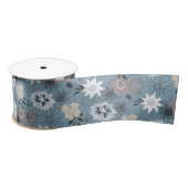 Stijlvol Floral Illustration Blue en Roos Pattern Satijnen Lint (Spoel)