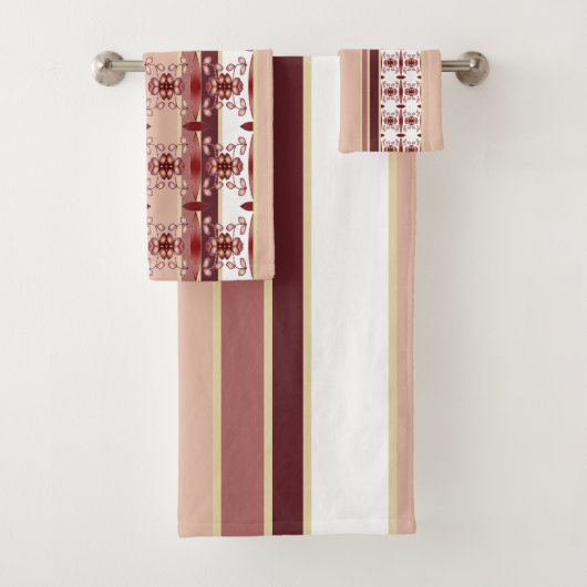 Stijlvol Floral Patroon en Stripe Bad Handdoek (Insitu)