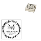 Stijlvol Floral Wreated Custom Monogram Rubberstempel (Gestempeld)