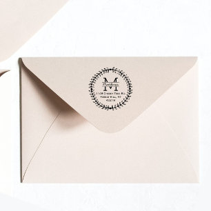 Stijlvol Floral Wreated Custom Monogram Rubberstempel